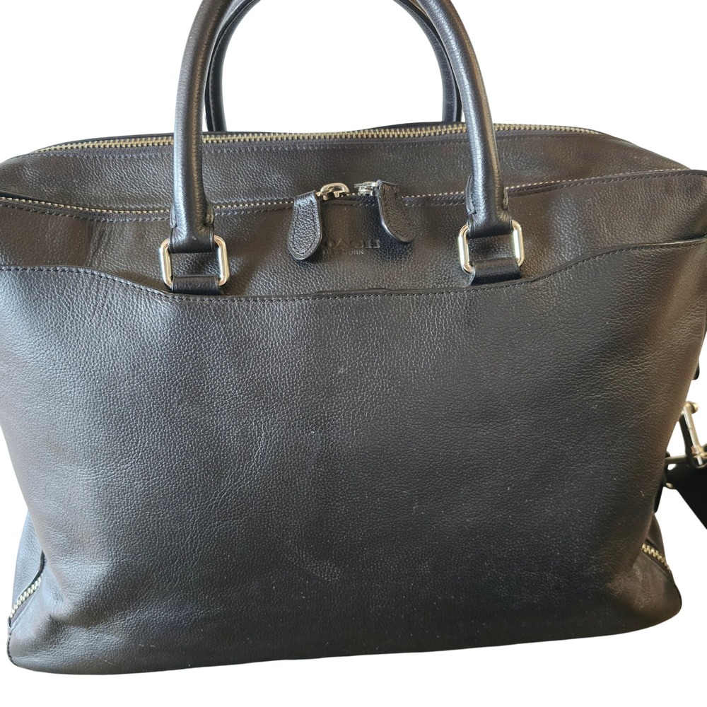 Coach Hamilton Briefcase Black Pebbled Leather Laptop Bag F72985 - Picture 2 of 13